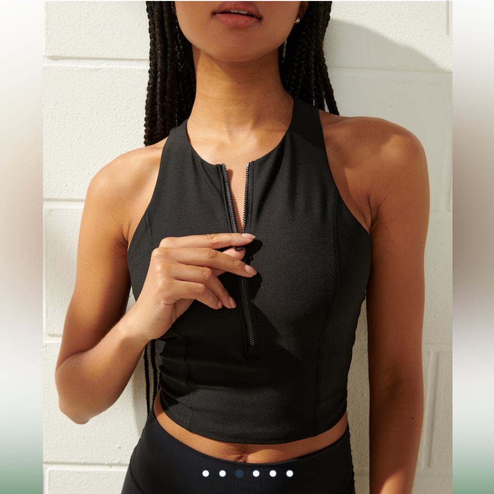 A&F - YPB sculptLUX Zip-Front Scuba Slim Tank, L, Onyx